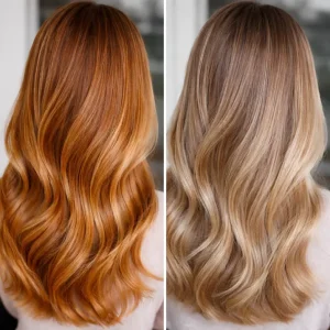 imagen de matizado de mechas naranjas