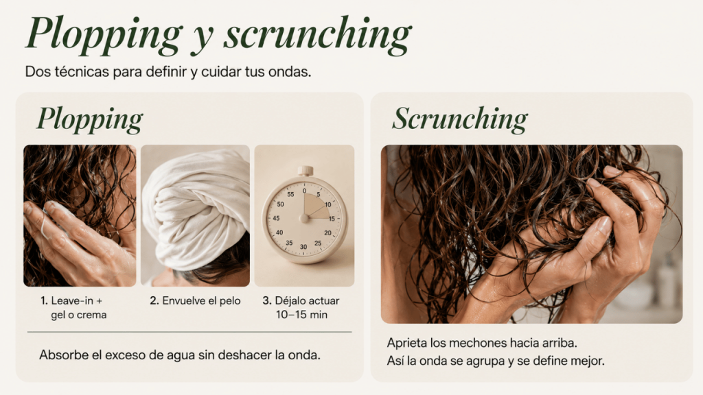 Plopping y scrunching para ondas definidas